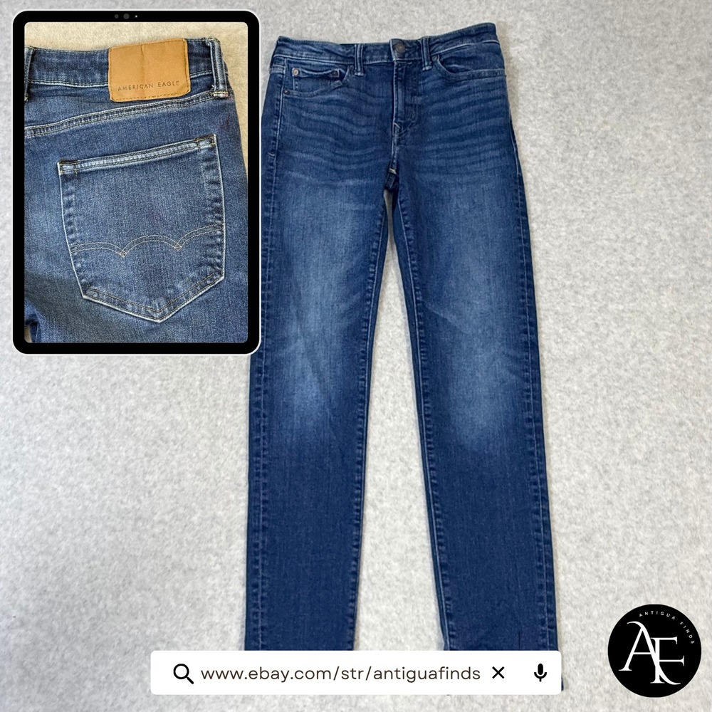 American Eagle Airflex+ Slim Straight Jeans Mens 29x32 Blue Denim Stretch